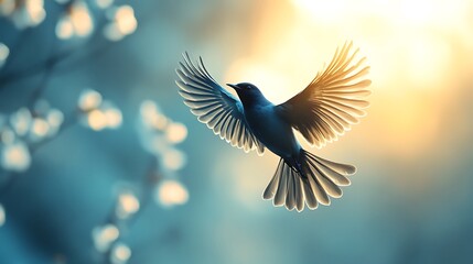 Fototapeta premium Bird flight wings light brightness high resolution hd photo