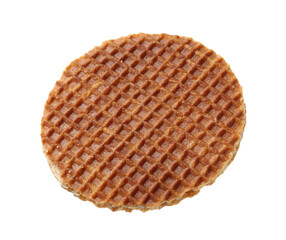 One tasty Dutch waffle isolated on white