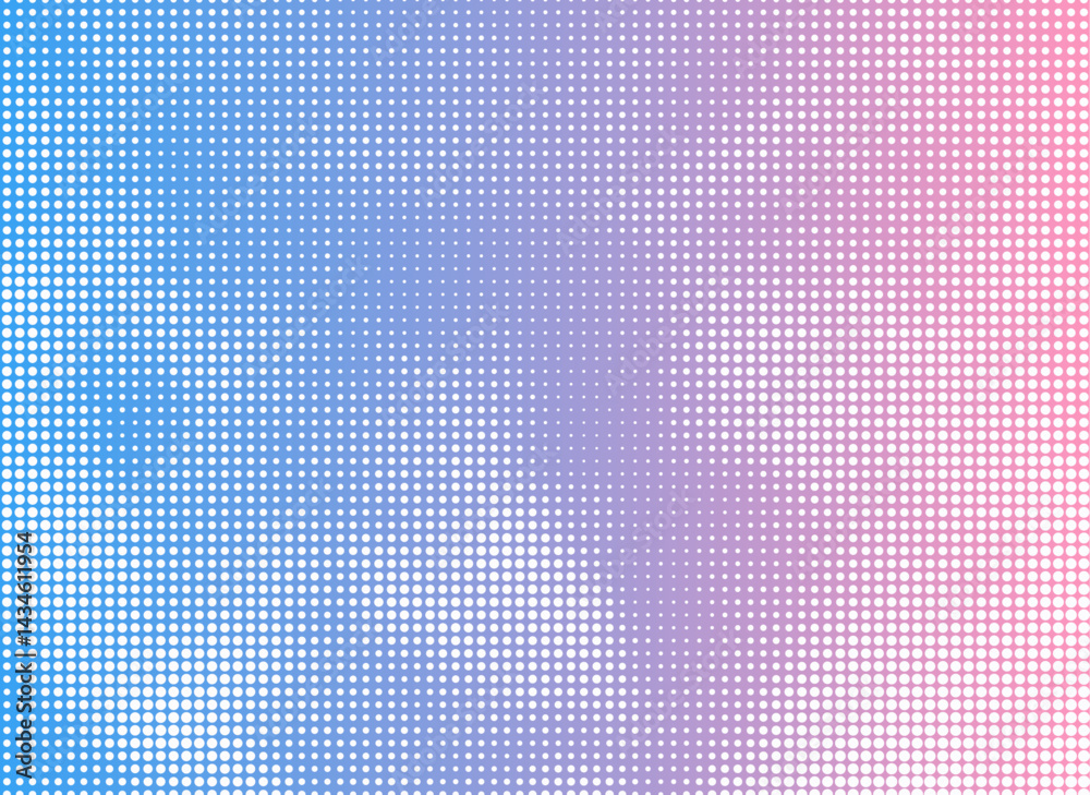 Poster Color halftone texture of pink-blue sky and cumulus cloud. Abstract cloud pattern vector dotted pixel texture background with copy space.	