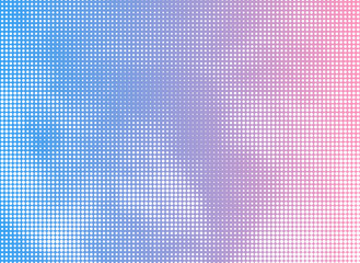 Fototapeta premium Color halftone texture of pink-blue sky and cumulus cloud. Abstract cloud pattern vector dotted pixel texture background with copy space. 