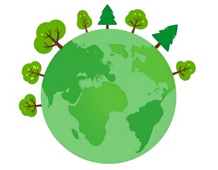 Green Planet Earth Surrounded by Trees Promoting Environmental Conservation. AI Generative