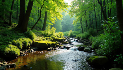 Obraz premium Tranquil Forest Stream
