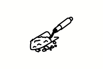 Shovel in Soil icon design template. Line symbol style. Garden and gardening tool sign on white background, vector illustration can used for mobile concept and web design.