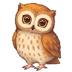 Naklejka premium Adorable Brown Cartoon Owl Illustration