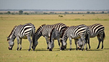 Obraz premium Zebras Grazing in the Savanna