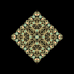 Ornamental golden laced vector floral composition, flourish vignette