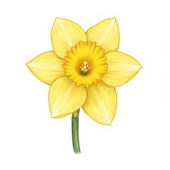 Obraz premium Yellow Daffodil Flower Illustration on White Background