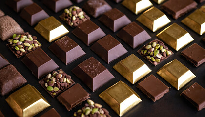 Chocolate pieces in a box