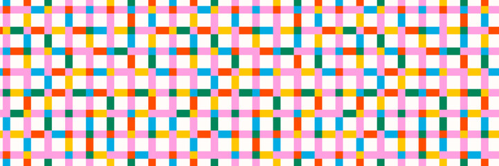 Retro colored checkerboard seamless pattern. Fun colored vintage grid background for cover, notebook, packaging.
