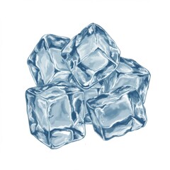 Obraz premium Group of Blue Ice Cubes on White Background