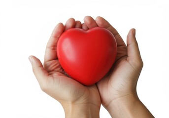 Obraz premium Hands holding a heart shape object for love care and valentines day