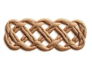 Obraz premium Beige yarn braided design, overhead view, studio shot