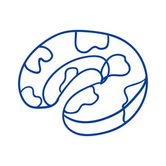 Unique abstract design of a donut shape with playful patterns and outlines