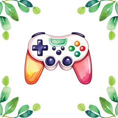 Playful Game Controller Illustration Watercolor Style Vector Graphic For Gaming Designs Kids Content And Creative Invitations