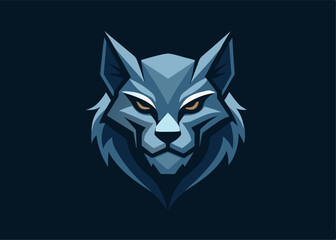 Fototapeta premium Mystical Wolf Portrait: A striking digital illustration of a majestic wolf head, featuring sharp lines and piercing eyes. This artwork exudes a sense of strength, and wildness.