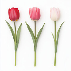 Vibrant tulips bloom against a soft white backdrop, creating an elegant and fresh aesthetic for any design space.