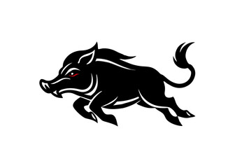 Fototapeta premium Wild Boar Silhouette: This image captures a bold silhouette of a wild boar in motion, conveying strength, resilience, and the untamed spirit of the wilderness.