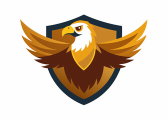 Obraz premium soaring emblem of Valor: A stylized eagle, with spread wings against a protective shield, radiates strength, vision, and security.