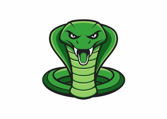 Fototapeta premium Cobra Crest: This eye-catching illustration depicts a majestic cobra in vibrant green, showcasing its hood in a powerful display of authority and precision. The image evokes a sense of alertness.