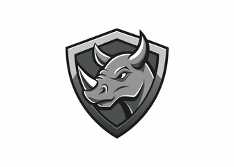Rhino Shield Emblem:  A powerful and fierce rhino head emblem inside a shield, a symbol of strength, determination, and protection.