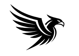 Obraz premium Soaring Eagle Emblem: A sleek and majestic eagle emblem, designed in elegant black lines, portrays a symbol of power, freedom, and vision. With its sharp gaze and outstretched wings.