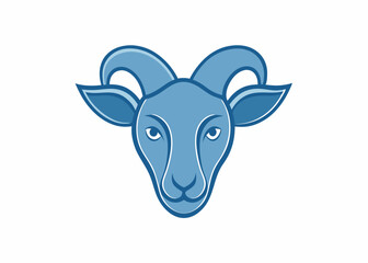 Naklejka premium Mystical Ram: A serene illustration of a ram's face, with graceful curved horns. It evokes a sense of peace and tranquility.