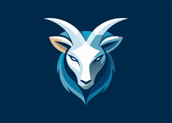 Obraz premium Majestic Mountain Goat: A striking illustration captures the noble essence of a mountain goat, with sharp horns and an intense gaze, set against a rich, dark backdrop.