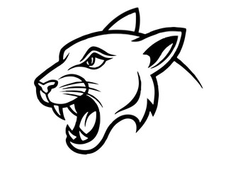 Naklejka premium Puma Mascot Illustration: A bold and powerful illustration of a snarling puma head, perfect for team mascots, sports branding, and other fierce projects.