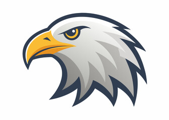 Obraz premium Majestic Eagle Head: A powerful and striking illustration of an eagle's head in profile, showcasing its sharp gaze, powerful beak, and striking plumage. Perfect for a logo, mascot, or design project.