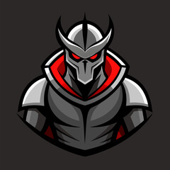 Knight Illustration: A stoic knight depicted in a modern, stylized illustration, showcasing a fusion of medieval armor design, intimidating aesthetics, and fantasy elements.