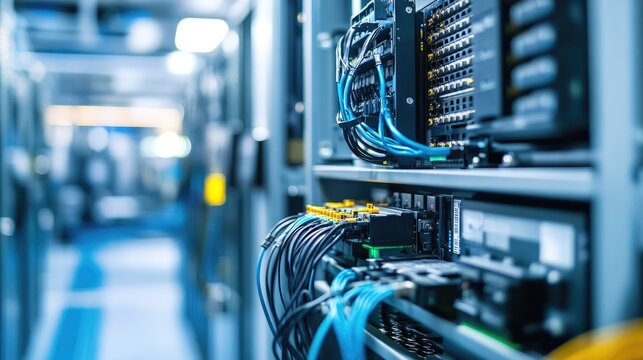 Smart sensors and programmable logic controllers connected on an industrial rack