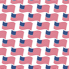 Seamless pattern for 4th of July, American Independence Day. Pattern with an American flag on a white background