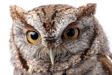 Obraz premium Close-up Owl Portrait with Striking Yellow Eyes and Detailed Feathers