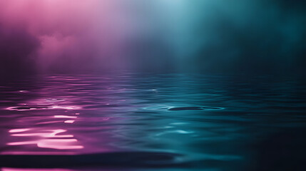 Mystical Waters: Reflecting the vibrant hues of teal and pink, a tranquil body of water evokes an ethereal atmosphere, hinting at hidden depths and untold stories.