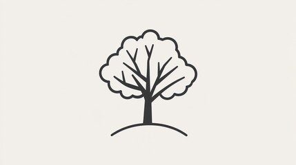Obraz premium Simple Tree on Hill Illustration