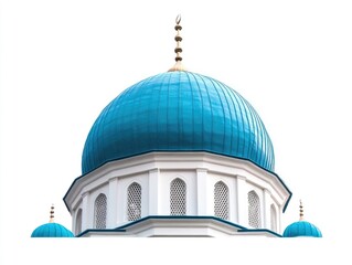Islamic Dome Architecture. White Building with Blue Roof