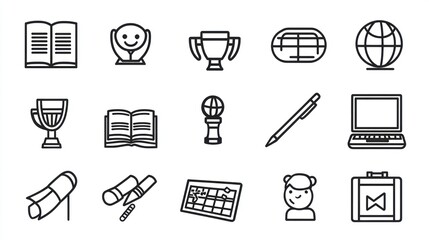 Fototapeta premium Educational icons set, various tools