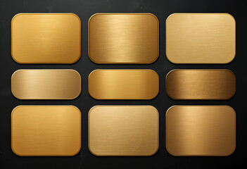 Golden Gradient Set – Metallic Gold Gradients Collection with Smooth Metal Surface Texture – Vector Illustration


