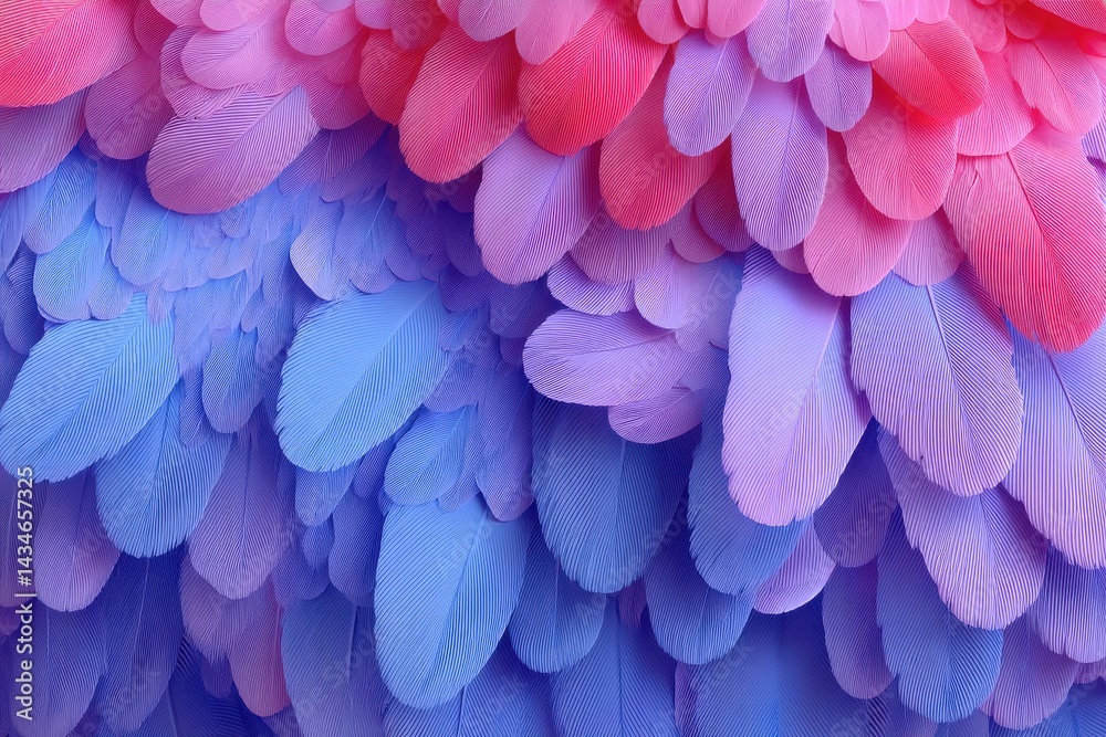 Poster a vibrant and textured close-up of colorful feathers creating an abstract pattern, showing a gradien