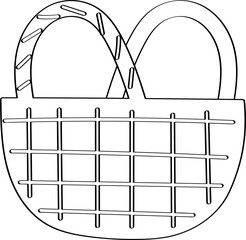 Lined Wicker Basket Hand Drawn