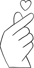 Lined Finger make Heart Gesture Love Sign Illustration