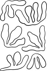 Lined Abstract Seamless Leaves Foliage Hand Drawn