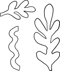 Lined Abstract Seamless Leaves Foliage Hand Drawn