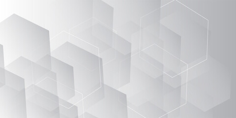 Abstract white and grey hexagons background. Vector illustration eps10