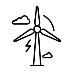 Wind turbine icon representing renewable energy and sustainability in a clean design
