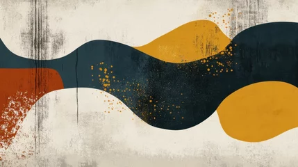 Fototapete Rund Abstract flowing shapes in muted tones with textured background. © super