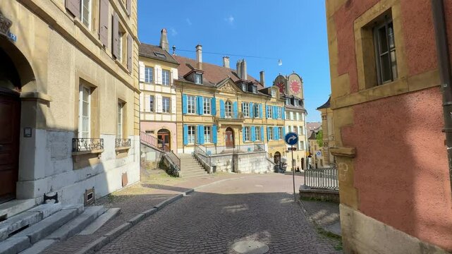 Neuch&acirc;tel, Switzerland - Walking tour through the town, French speaking park of Suisse, Swiss town is also known as Neuenburg, Neuchatel