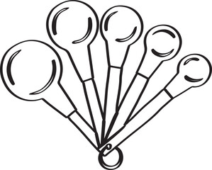 Lined Measuring Spoon Cooking and Baking Utensil Hand Drawn