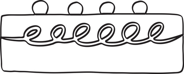 Lined Piece of Cake with Topping Berry and Cream Hand Drawn