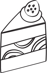 Lined Shortcake with Topping Berry and Cream Hand Drawn